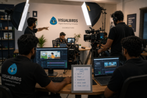 Visual Birds video production studio Coimbatore India team behind the scenes 2026