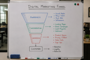 Simple digital marketing funnel graph